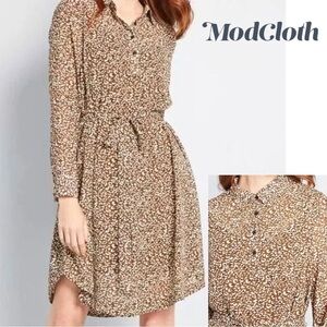 NWT ModCloth Print Belted Shirt Dress